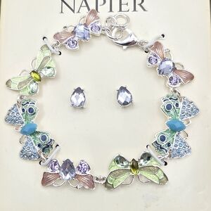 Napier Multicolor Butterfly Bracelet And Earrings Set